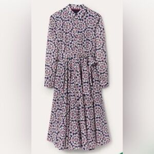 Pre-Owned Boden Kitty Midi Shirt Dress French Navy, Ditsy Swirl